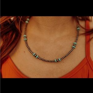 Faux Pearl and Turquoise Choker Necklace